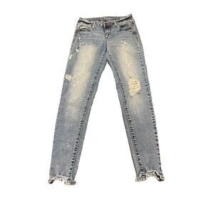 CP Jeans Sz 3 Mid Rise Skinny Women's Denim Jeans Distressed Blue Style Moondust